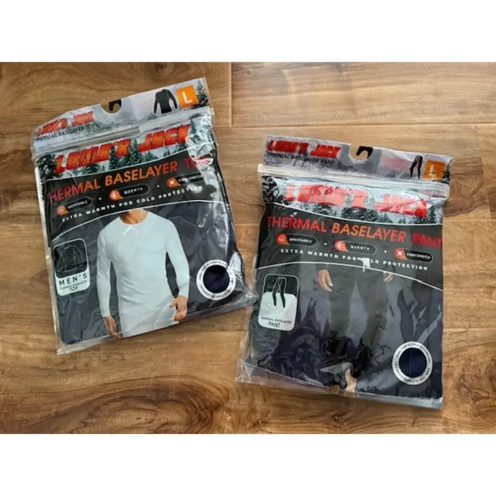 Lumb'r Jack NWT Men's Blue Thermal Base Layer Waffle Knit Top Pant Set- Size L
